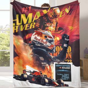 Formula Racing Flannel Blanket with Verstappen Champion Print  UltraSoft Lightweight Cozy Throw for Car Enthusiasts  Racing Fans  Living Room  Bedroom  Office  Travel  Birthday Gifts  Holiday Present  Sports Event  Game Day  Man Cave Decor